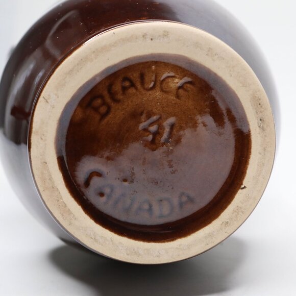 Vintage Beauceware Pottery Vase 41 Canada Drip Glaze Teal Blue Green Brown MCM - Picture 6 of 10